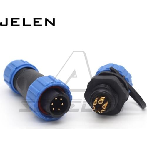 SP13 waterproof 6pin plug socket, power cable Wire connector, LED power connector, Electric equipment power charger plug socket