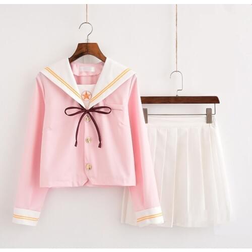 Sakura light pink Japanese school uniform skirt jk uniform class uniforms sailor suit college wind suit female students uniforms