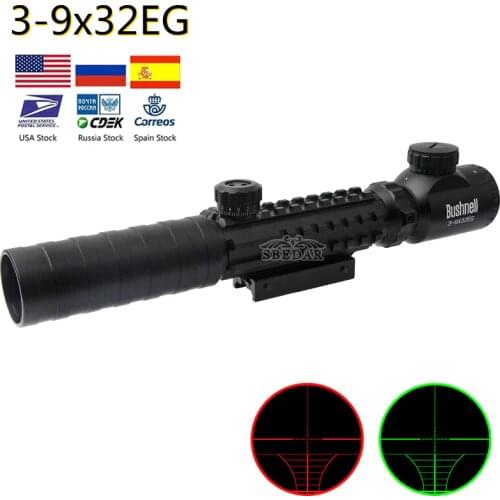 3-9x32EG Tactical Rifle scope Red&Green Dot Illuminated Reticle Optic Sight Airsoft Hunting Scopes with Free Lens Cover