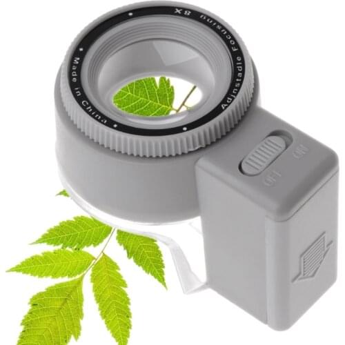 8X Adjustable Stand Bright Magnifier Glass With LED Light Scale Magnifier Tool