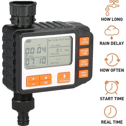 3 Separate Programs Water Timer 3in Large Screen IP65 Waterproof Auto Manual Mode Hose Timer Sprinkler Timer Single Valve Fauce