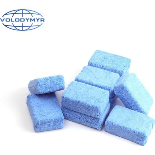 Wax Applicator Sponge Pad Car 10pcs Blue Soft Microfiber Towel Detailing Pad for Waxing Auto Care Detail Carwash Cleaning Clean