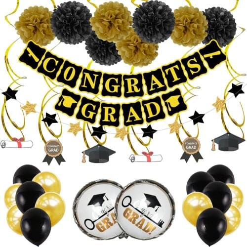 Graduation Balloon on-site Layout of Round Aluminum Film Latex Combination Graduation Flag Decoration Graduation Party