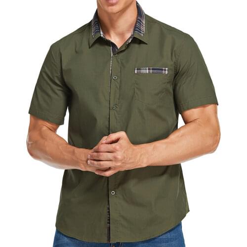 High Quality Summer Mens Short-sleeved Shirts High-end Pure Cotton Plaid Business Clothing Top