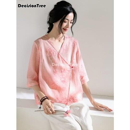 2021 women clothing flower print tops tang costume chinese style shirts traditional qipao cheongsam blouse for lady blouse