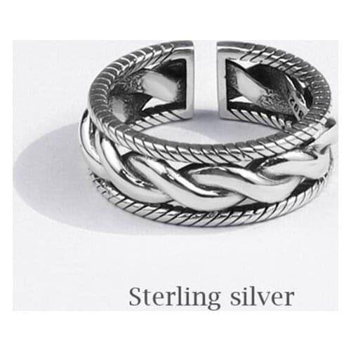 Sole Memory Vintage Chain Thai Silver 925 Sterling Silver Female Resizable Opening Rings SRI703
