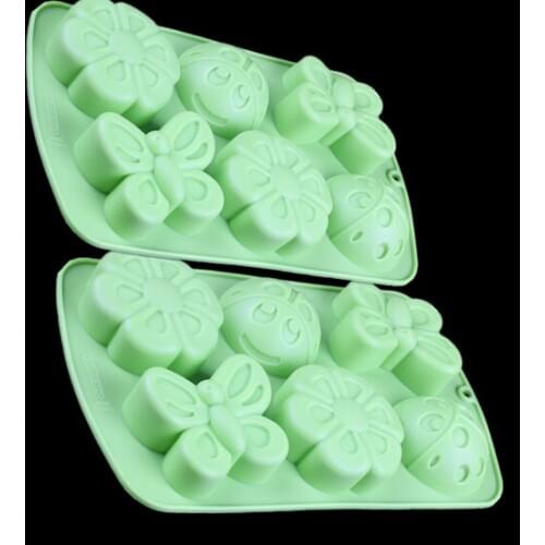 1PC Random Colors 6 insects even silicone baking chocolate pudding jelly mold Sugar Decoration Cake Tool Egg Tart Mold JK 0894