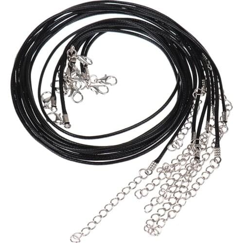 10pcs Handmade Leather Adjustable Braided Rope Necklaces & Pendant Charms Findings Lobster Clasp String Cord