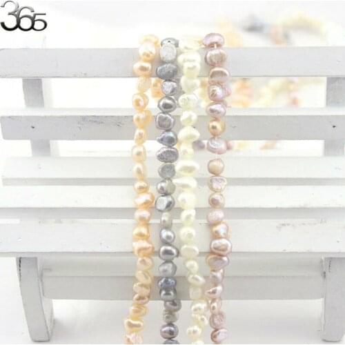 2pcs 5-6mm Natural White Pink Gray Freshwater BAROQUE Pearl Loose DIY Beads 15"