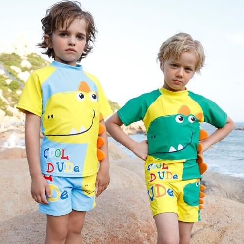 Free Shopping High Quality Cute Boy 2pcs Swimwear Children Kids Cartoon Swimsuit Baby Boy Bathing Suit For 2-11Years Old