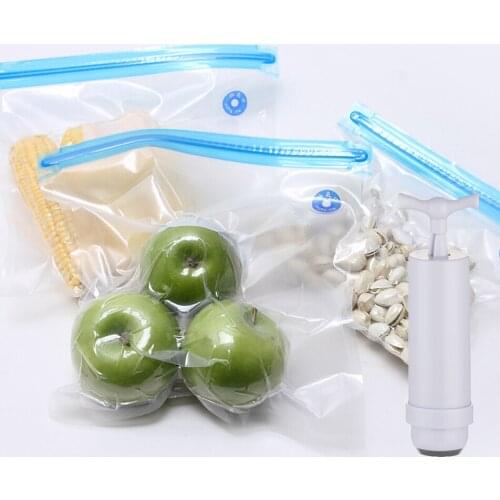 5pcs Reusable Food Vacuum Bags Storage Seal Bag Set Ziplock Freezer Bags Handheld Sealing Pump Sous Vide Packages for Freezing