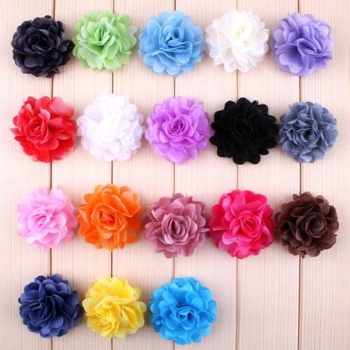 50pcs/lot 2.1" 18colors Artificial Chic Shaped Rose Hair Flower For Children Accessories Blossom Fabric Flowers For Headbands