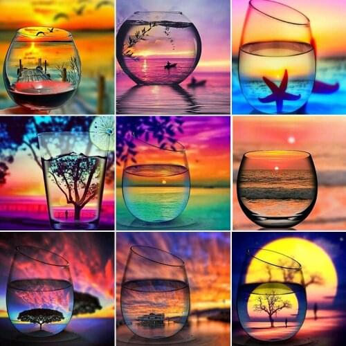 5D DIY Embroidery Diamond Painting Bottle Landscape Scenery Cross stitch Mosaic Picture Rhinestones Home Decor Christmas gifts