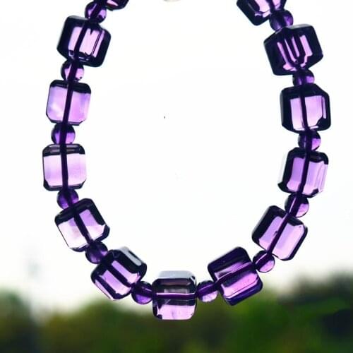 Amethyst Square 7-7.5mm Bracelet 17cm purple FPPJ Wholesale Beads Nature AA