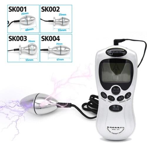 Electric Shock Pulse Anal Plug Vaginal Ball Electro Stimulate Prostate Massage Metal Butt Plug Medical Themed Sex Toy For Couple