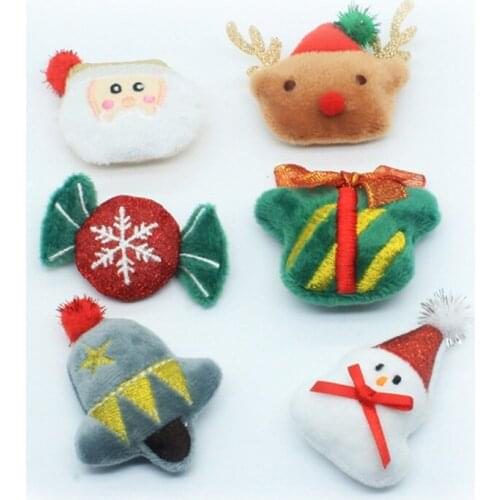 10PCS/Lot merry chirsmas doll Padded Applique Crafts for Children Headwear Hair clip Accessorie and diy accessories