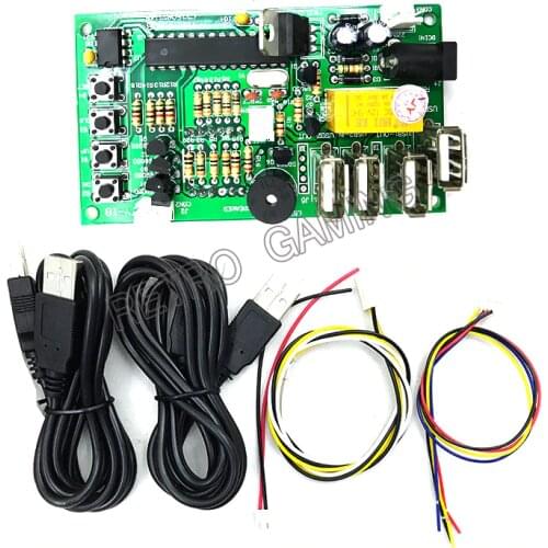 Arcade game controller 4 digits coin operated USB time control device for cafe kiosk, multi coin selector acceptor timer board