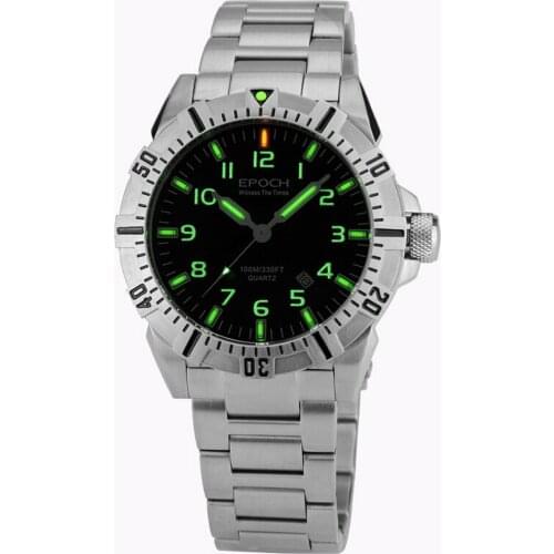 EPOCH Mens Pilot Watches Men Tritium Watch Military Quartz Wristwatches T25 Luminous 100m Waterproof Sapphire Chronograph Bezel