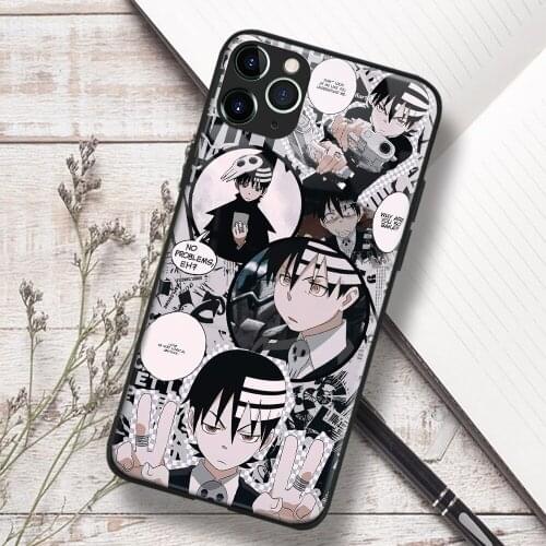 Soul Eater Death the Kid Anime Soft TPU Glass Phone Case for IPhone SE 6s 7 8 Plus X Xr Xs 11 12 Mini Pro Max Samsung