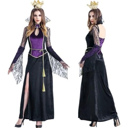 Deluxe Womens Royal Queen Elite Costume Women Halloween Vampire Costumes Party Long Dress Fairy Tale Costumes