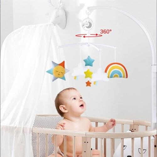 Baby bed bell rattle toy rainbow music bedside bell baby cloth art comfort interactive early education puzzle pendant toy