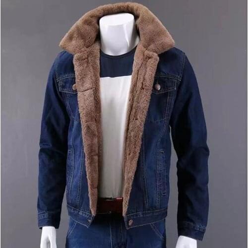 Large Size S-6XL 112kg 2021 Big Faux Fur Collar Jean Jackets Winter Mens Warm Denim Coats Male New Fleece Thicker Denim Jackets