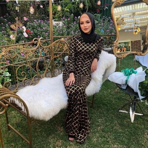 Elegant Muslim Sequins Beading Abaya Tassles Maxi Canonicals Kimono Long Robes Vestidos Ramadan Eid Islamic Prayer robe F200