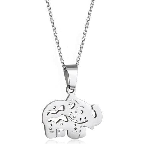 European and American style ins wind elephant hollow titanium steel pendant cool stainless steel necklace female clavicle chain