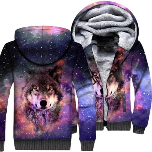 Wolf Animal 3D Printed Fleece Zipper Hoodies Men For Women Winter Warm Double Plus Velvet Jacket Cosplay Costumes 12