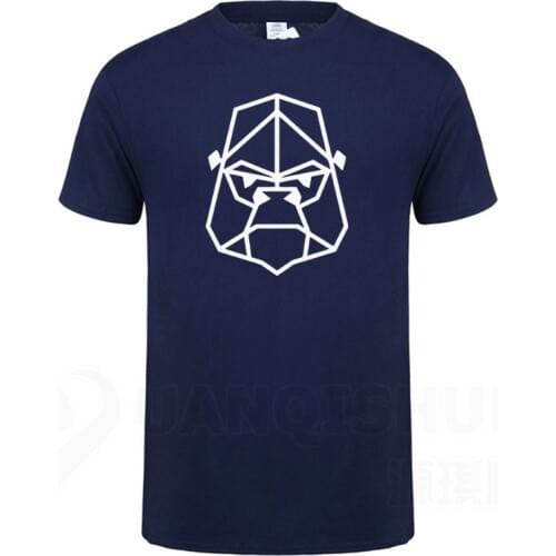 Geometric Chimpanzee head portrait T-shirt 2020 Summer Men Clothing Fashion Cotton T Shirts High quality Animal Line Art Tshirt