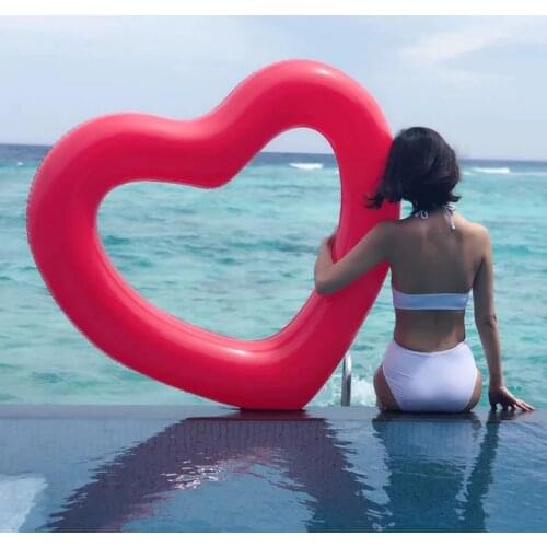 Heart Love Giant Inflatable Swimming Ring Transparent Glitter Summer Party Pool Float Mattress Toys Beach Party Kids Adult Gift