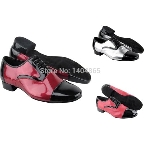 KEEWOODANCE NEW HOT Quality Black Patent Red patent ballroom Latin mens dance shoes FREE SHIPPING