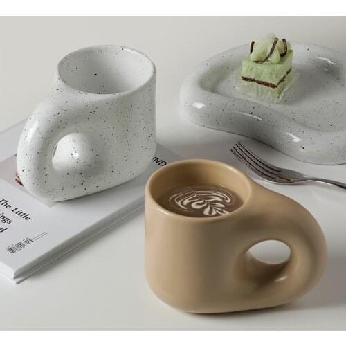 Nordic ceramic mug fat handle coffee cup high temperature heat insulation water cup set give friends creative gifts