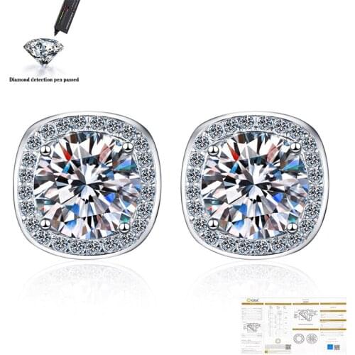 Classic 100% 925 Sterling Silver 1.0 CT Moissanite Gemstone Anniversary Wedding Earrings Fine Jewelry Gift Wholesale