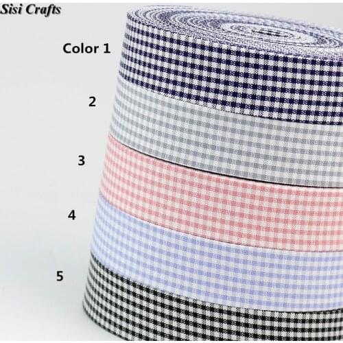 Sisi Crafts Tape Blue Pink Black and White Check Ribbon for Crafts Plaid Gingham Fabric Cotton Bias DIY Hair Bow Tie Collar Trim