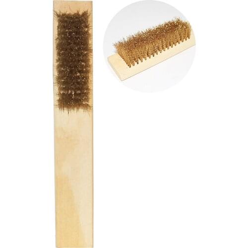 8x17Row Wood Handle Brass Wire Brush Copper Brush for Industrial Devices Surface/Inner Polishing Grinding Cleaning Brush