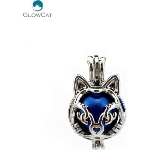 K702 5pcs/lot Copper Cat Beads Cage Jewelry Making Pendant Locket Fairytale Party Essential Oil Diffuser