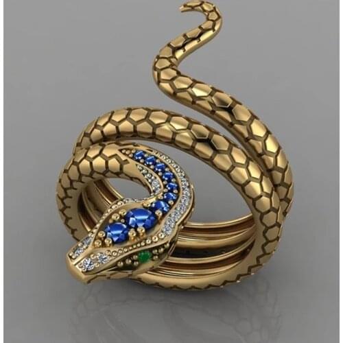 Fashion Coiled Snake Rings for Women Female Multicolor CZ Stones Dance Party Finger Ring Personality Punk Jewelry Gifts for her