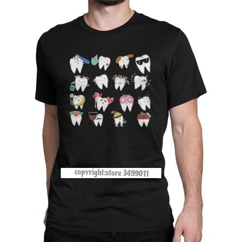 Men Teeth Baby Tee Shirts Dentist Dentistry Dental Hygienist Funny Tops Camisas Round Neck Cotton Tees Printed T Shirts