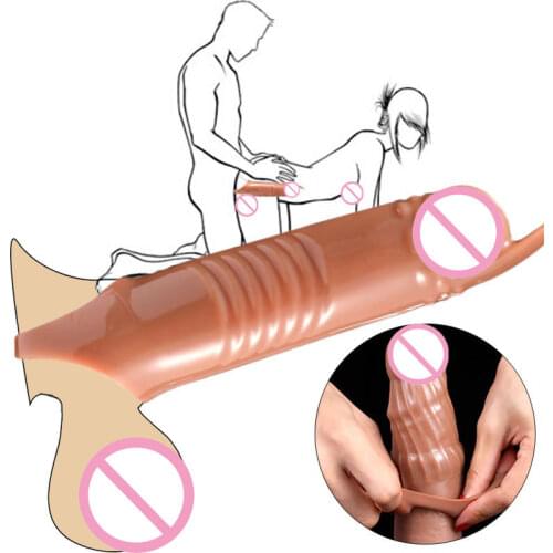 Male Delayed Ejaculation Silicone Condom Penis Sleeve Cock Ring Sex Toys For Man Erotic Sex Shop Adult Couples Game Dildo Anal
