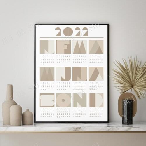 Neutral Calendar, 2022 Calendar, Minimalist Calendar, 2022 Wall Calendar, 2022, Geometric Calendar, Wall Calendar, Poster