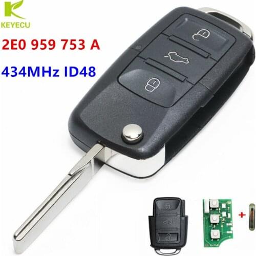 KEYECU Upgraded Folding Remote Key Fob 3 button 434MHz ID48 chip for Volkswagen Crafter 2E0 959 753 A
