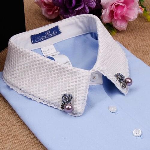 Autumn and winter spring blue and white decoration false collar fashion all-match Women basic shirt collar