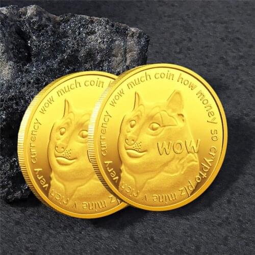 1 Piece Plated Gold Silver Dogecoin Commemorative Coins Cute Dog Pattern Dog Year Collection Coins Home Decor Coins Dropshipping