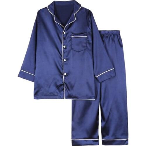 Children Casual Pajamas Sets Baby Silk Girls Boy Silk Sleepwear Sets Autumn Long Sleeve Pajamas Tops+Pants