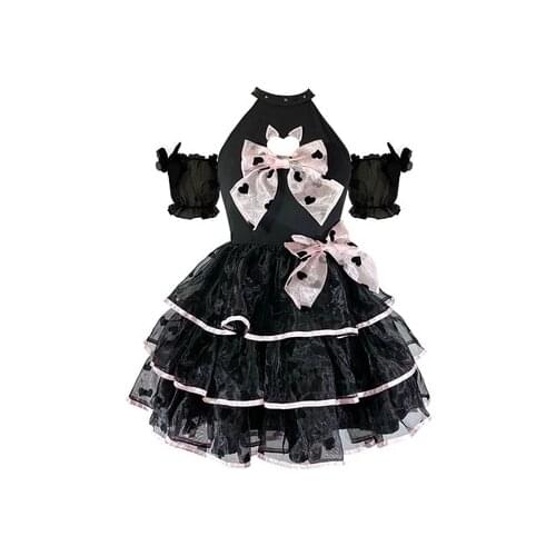 Japanese Harajuku Gothic Women Fashion Temperament Lolita Cake Dresses Autumn Sweet Flare Sleeve Kawaii Dress