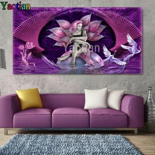 Full Square Diamond Embroidery Fantasy Flower Fairy and Phoenix Diamond Painting Cross Stitch 3D Picture Mosaic Handmade Gift