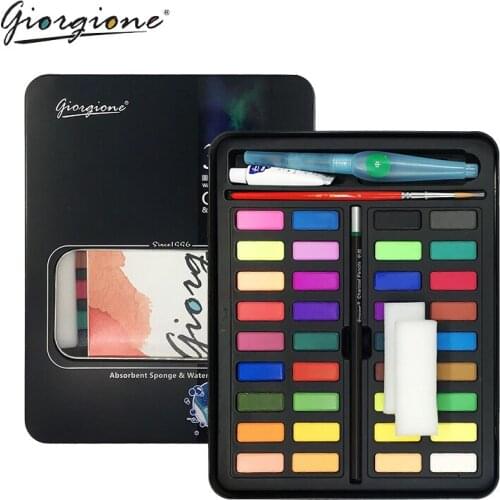 Professional Solid Watercolor Paints Set Metal Box Travel Art Watercolor Pigment Powder Paint For Drawing Art Supplies 36 Colors