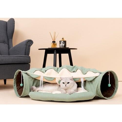 Collapsible Cats bed Tunnel Tube Pet house Interactive Play Toys Removeable Sound Ring Bell For Kitten Puppy Ferrets bed house