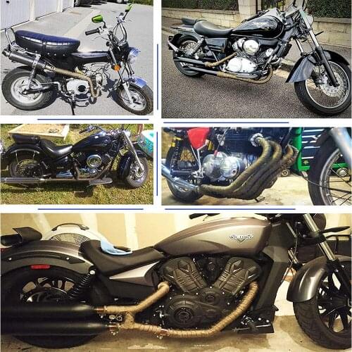 Motorcycle Exhaust Thermal Tape Exhaust Heat Shield Wrap Tape Header Pipe Heat Wrap Tape Thermal Protection with Stainless Ties